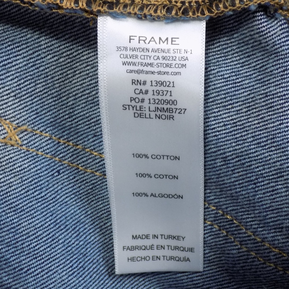 FRAME Le Jane Dell Noir High Rise Two-Tone Split Leg Jeans Womens 34 Blue Black - Picture 9 of 9